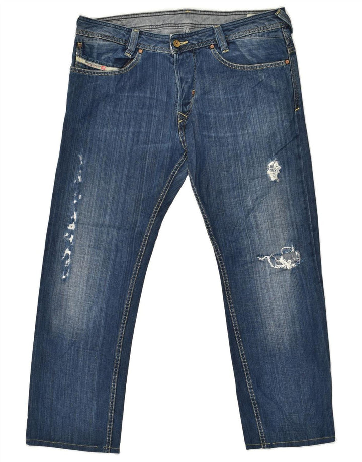 DIESEL Mens Slammer Distressed Straight Jeans W33 L27  Blue Cotton | Vintage Diesel | Thrift | Second-Hand Diesel | Used Clothing | Messina Hembry 