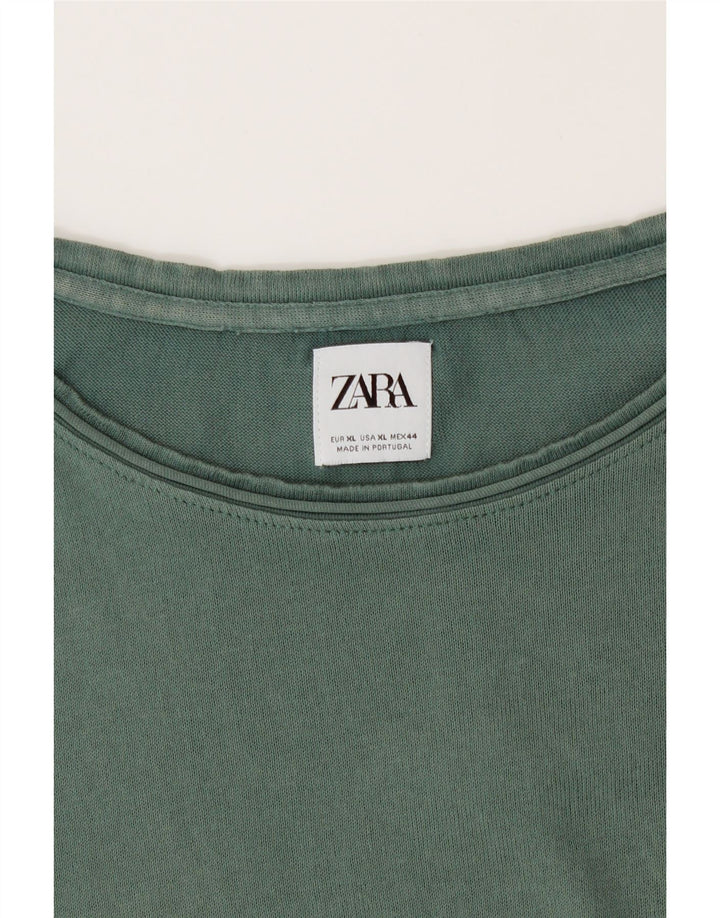 ZARA Womens T-Shirt Top UK 18 XL Green Vintage Zara and Second-Hand Zara from Messina Hembry 