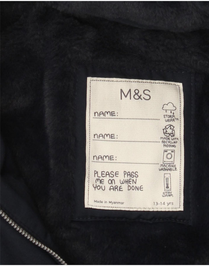 Marks & Spencer Piger Parkajakke med hætte 13-14 år Marineblå