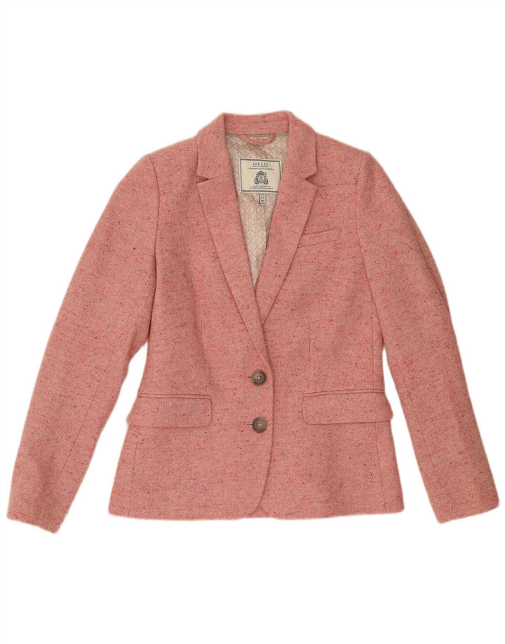 Joules Dame 2 Button Blazer Jacket UK 8 Small Pink Flecked Wool