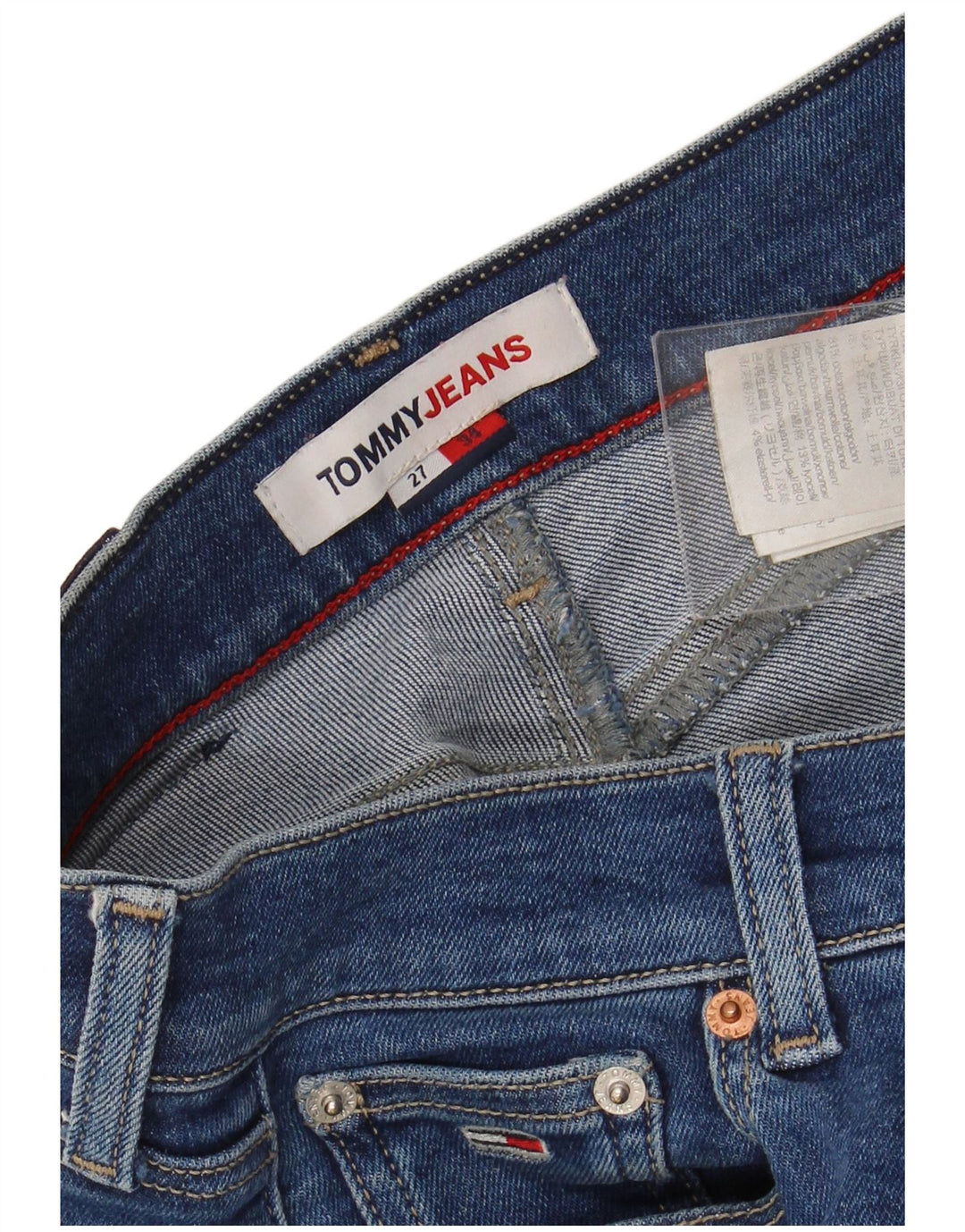 TOMMY HILFIGER Dame Skinny Jeans W27 L34 Blå Bomuld