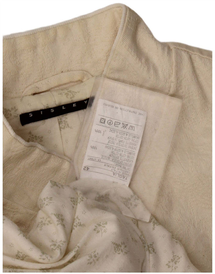 SISLEY Dame Overfrakke IT 42 Medium Off White Bomuld