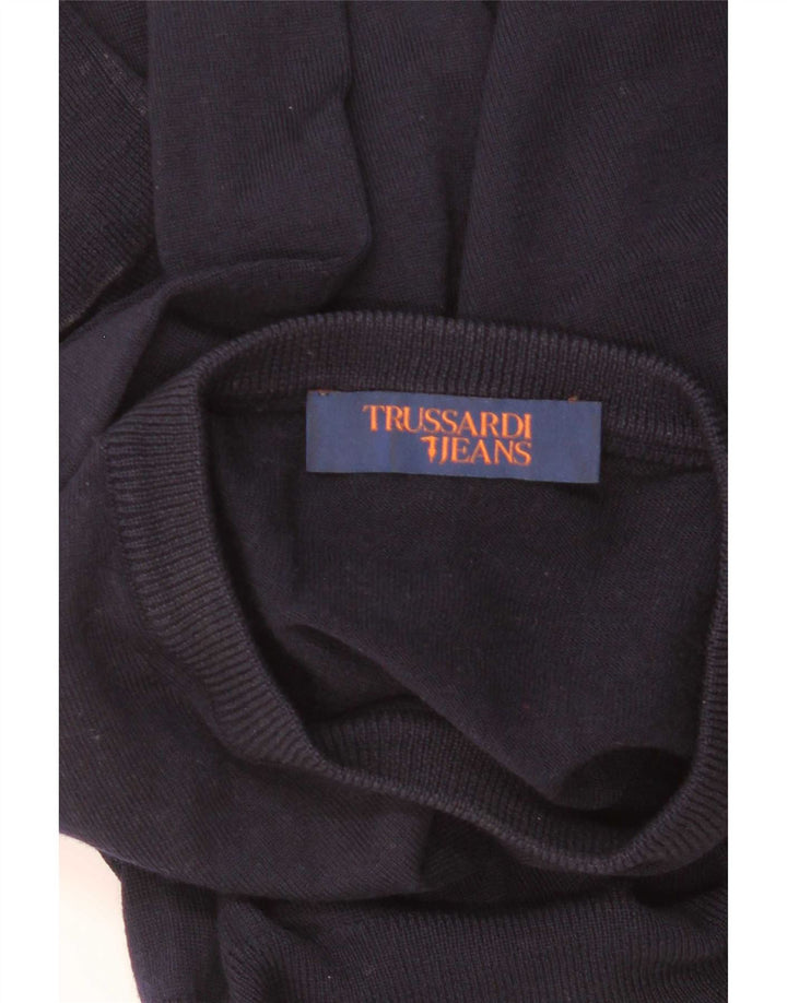 Trussardi Herre Crew Neck Jumper Sweater Small Navy Blue