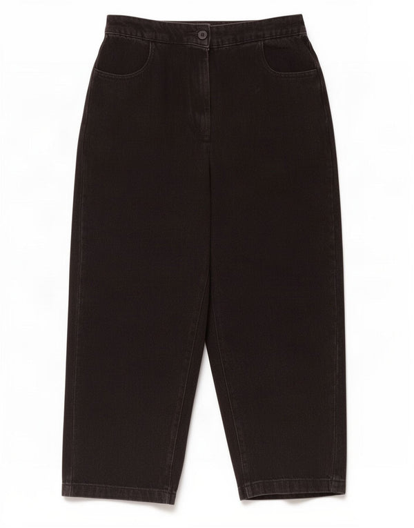 Zara Womens Crop Tapered Jeans Small W26 L24 Black Bomuld
