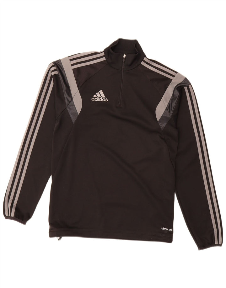 Adidas Herre Climacool Pullover med lynlås-hals Træningsdragt Top XS Sort Colourblock