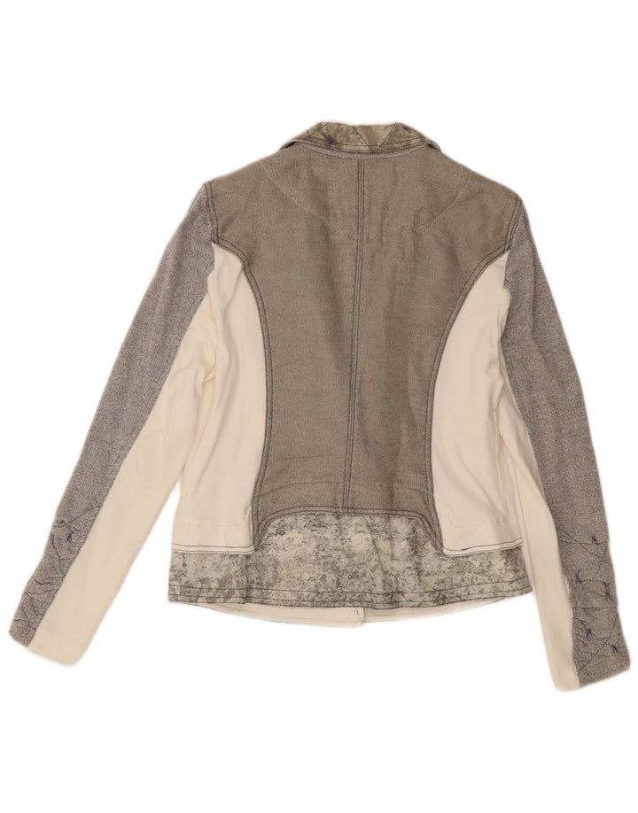 Elisa Cavaletti Dame 3 Button Blazer Jacket UK 12 Medium Grey Colourblock