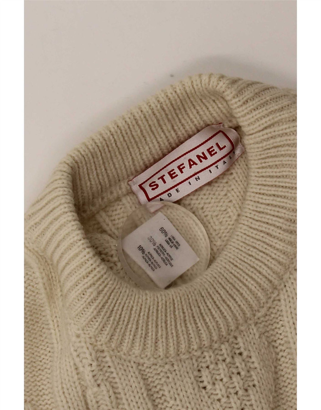 Stefanel Herre Crew Neck Jumper Sweater Medium Beige Uld