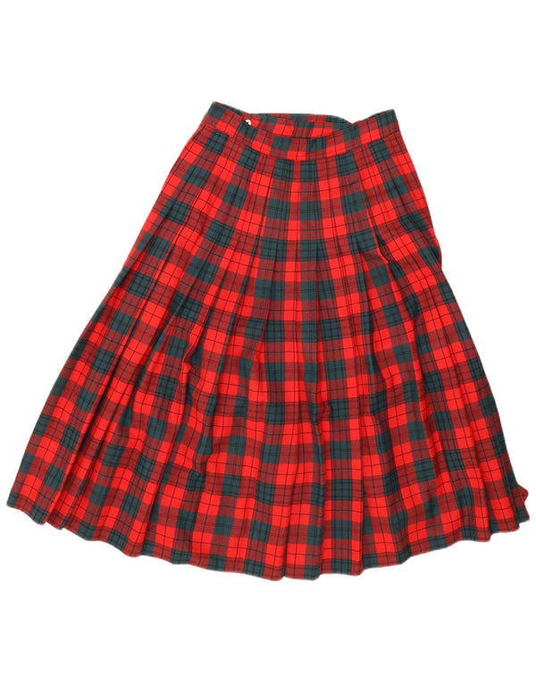 i Blues Kvinder Plisseret Wrap Nederdel IT 46 Large W28 Red Check Wool