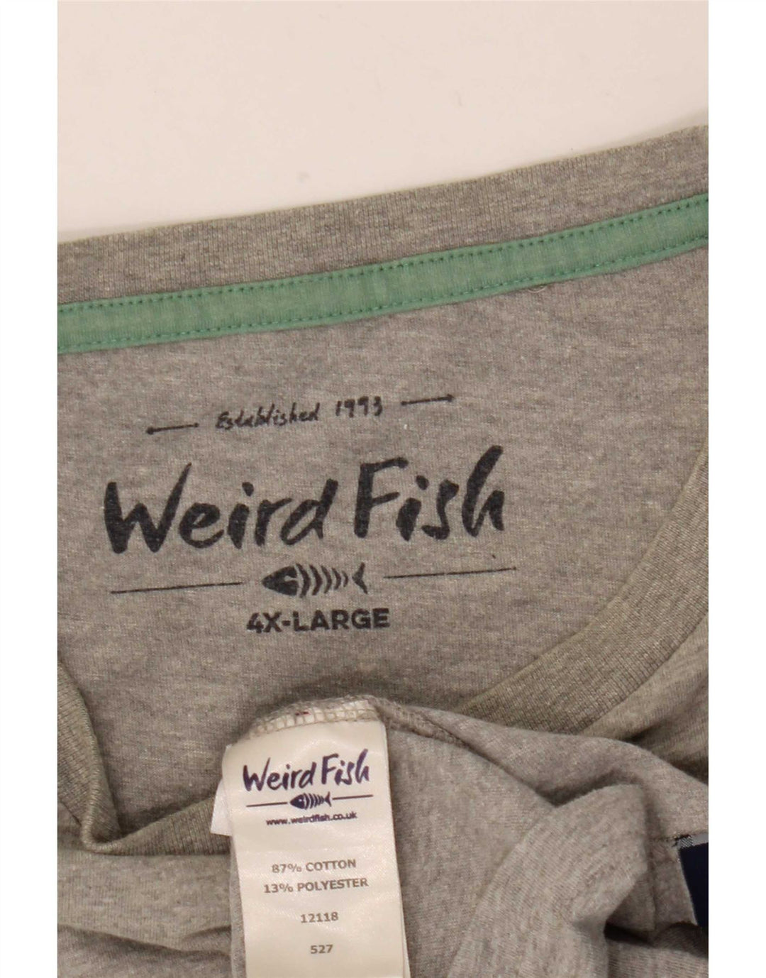 Weird Fish Herre grafisk T-shirt Top 4XL Grå Flecked Bomuld