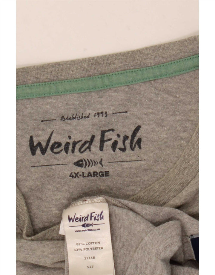 Weird Fish Herre grafisk T-shirt Top 4XL Grå Flecked Bomuld