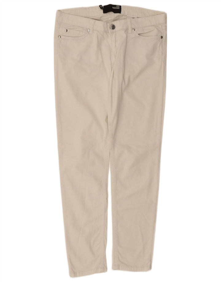 Moschino Dame Slim Jeans W30 L29 Hvid Bomuld
