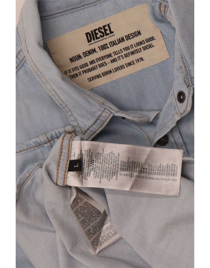 Diesel Herre Denim Skjorte Stor Blå Bomuld