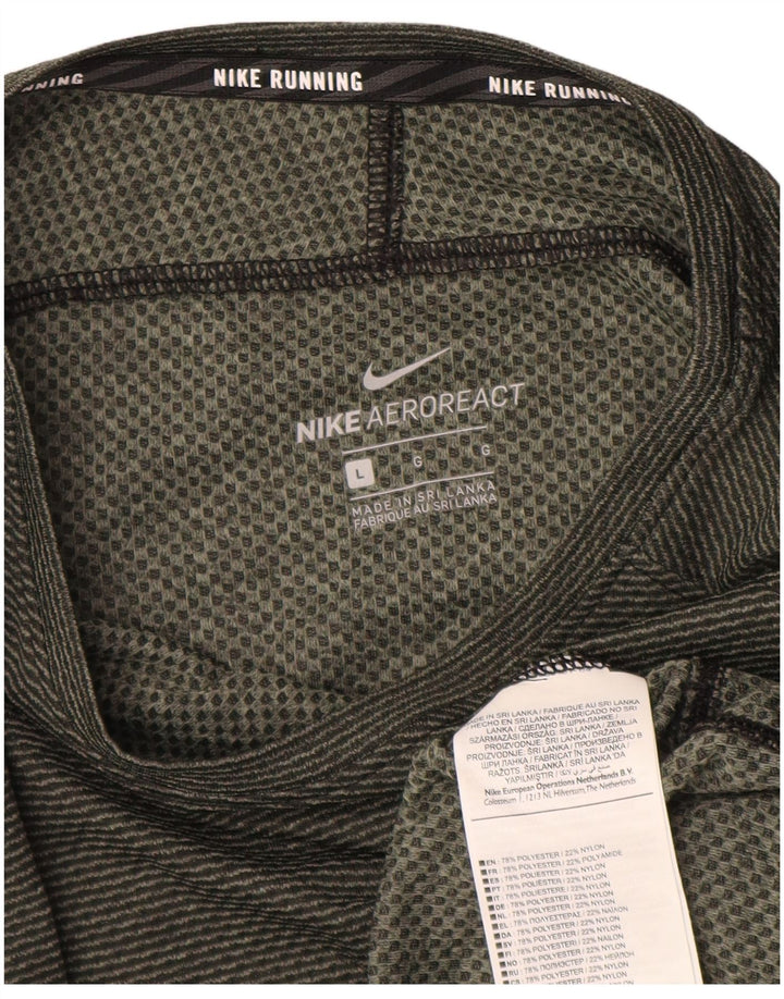 Nike Dametop Langærmet UK 16 Large Khaki Pinstripe Polyester