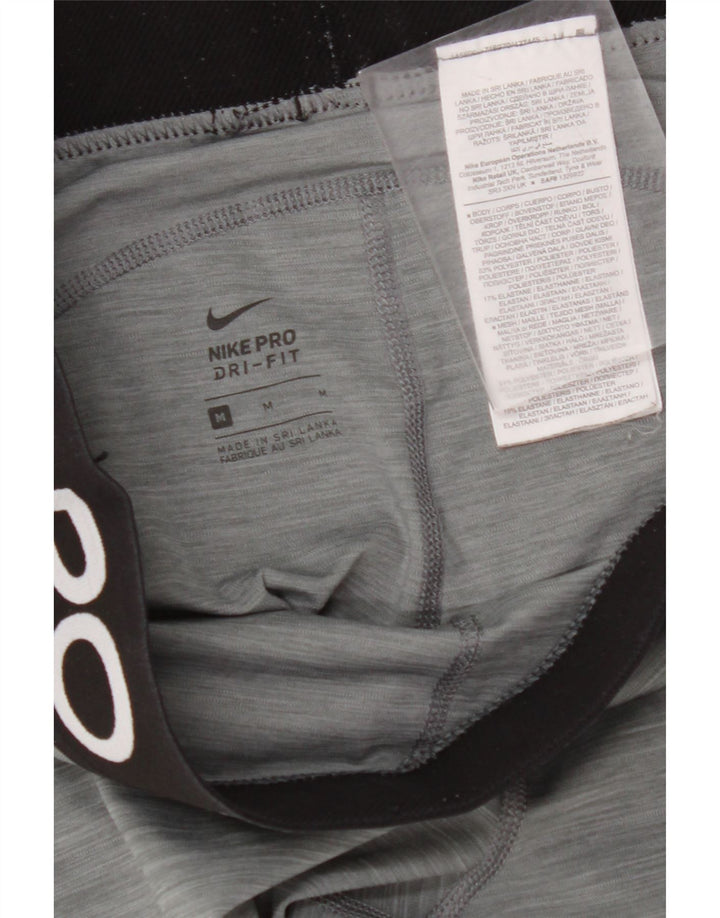 NIKE Dame Dri Fit Grafiske Leggings UK 12 Medium Grey Polyester
