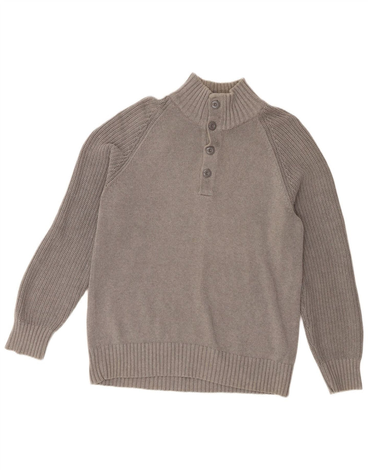 Marks & Spencer Herre Blue Harbor Button Neck Jumper Sweater Stor Grå