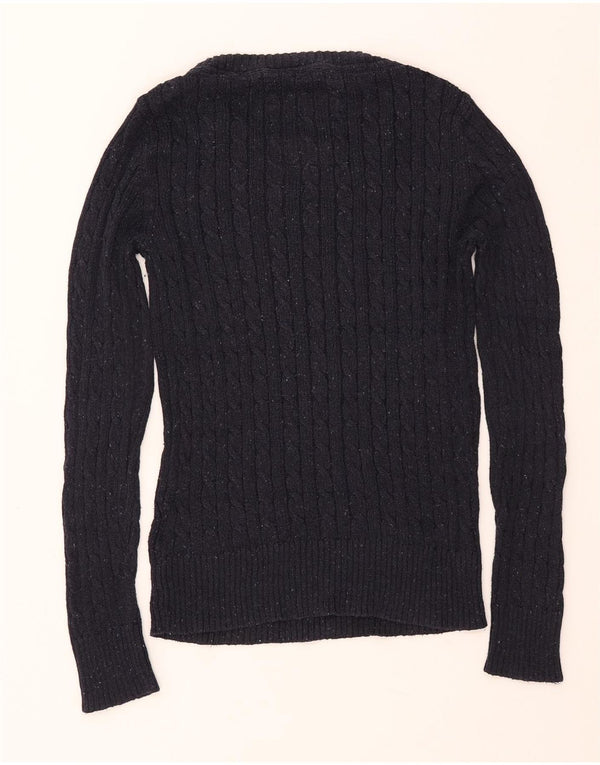 SUPERDRY Dame Boat Neck Jumper Sweater UK 12 Medium Navy Blue Bomuld