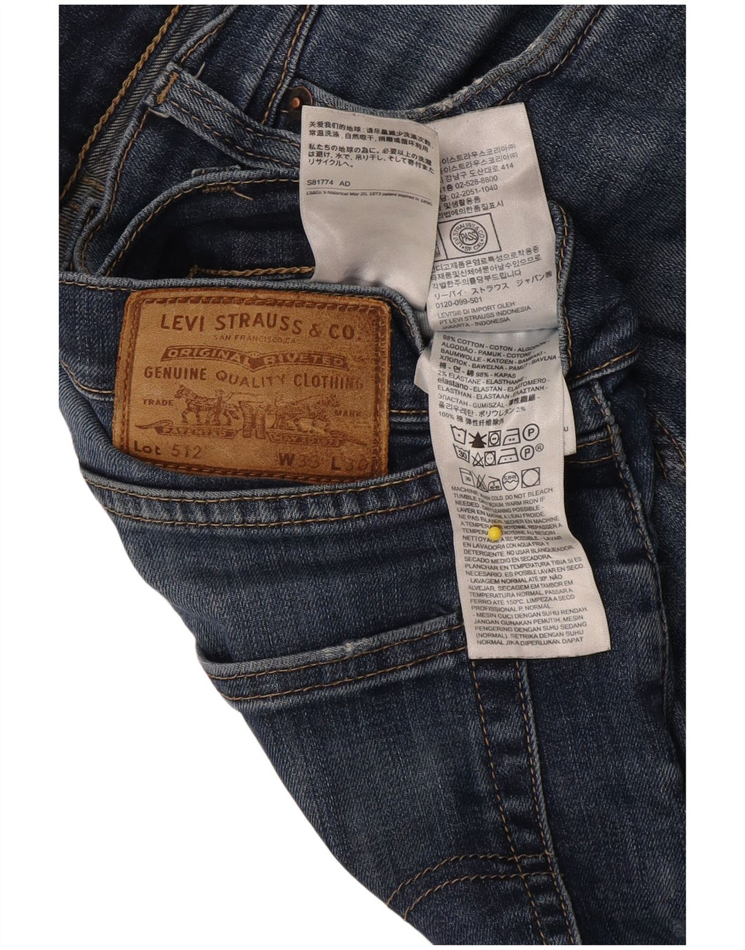 Levi's Herre 512 Slim Tapered Jeans W33 L30 Blå Bomuld