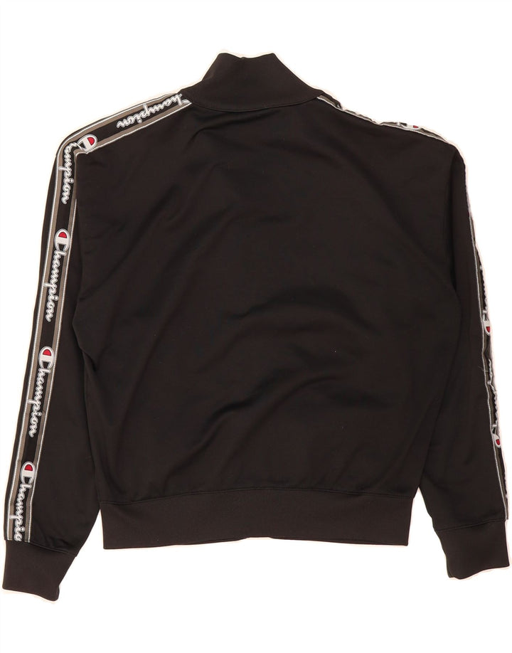 CHAMPION Womens Oversized Graphic Tracksuit Top Jacket UK 6 XS Black Vintage Champion and Second-Hand Champion from Messina Hembry 