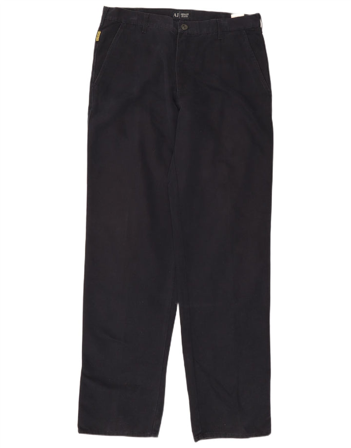 ARMANI Lige Chinobukser til mænd EU 52 XL W36 L36 Marineblå Bomuld