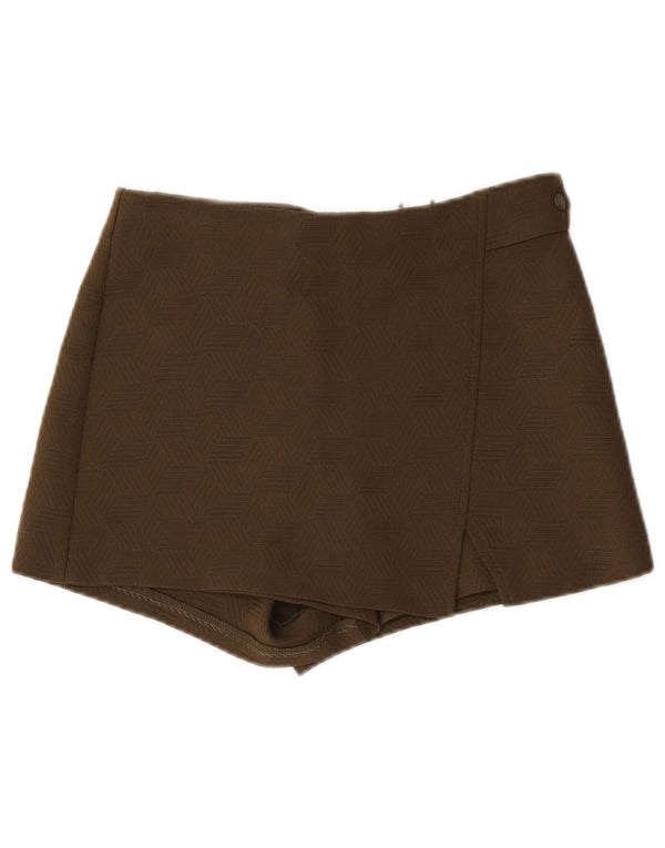 Topshop Dame High Waist Hot Pants UK 10 Small W30 Khaki Geometric