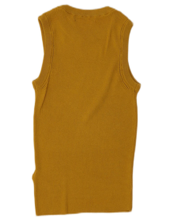 Marks & Spencer Damevest Top UK 10 Small Yellow Viscose