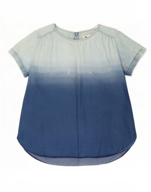 M.I.H Jeans Dame Denim Bluse Top UK 10 Small Blue Colourblock Tencel