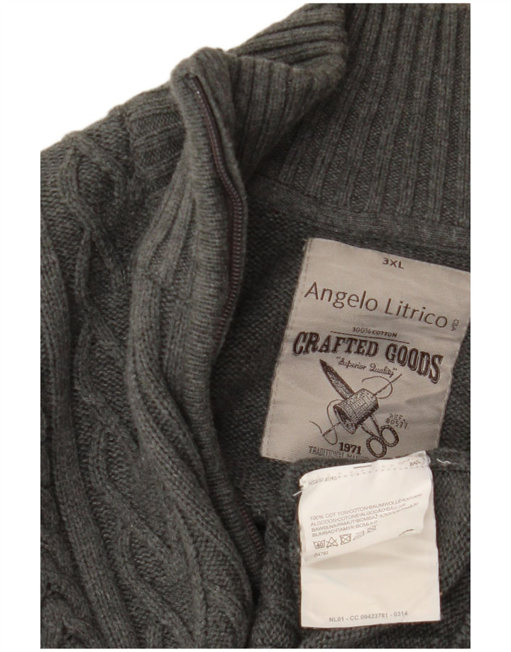 ANGELO LITRICO Herre cardigan sweater 3XL Grå Bomuld