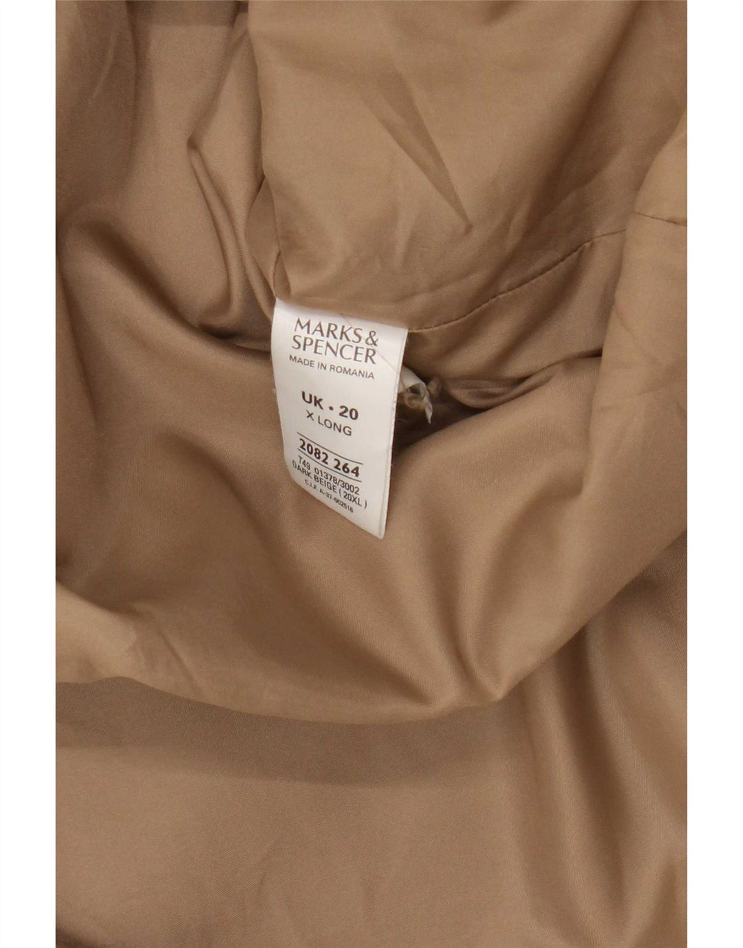 Marks & Spencer Dame Longline Overfrakke UK 20 2XL Beige Polyester
