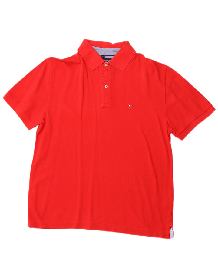 TOMMY HILFIGER Mens Polo Shirt Large Red Cotton