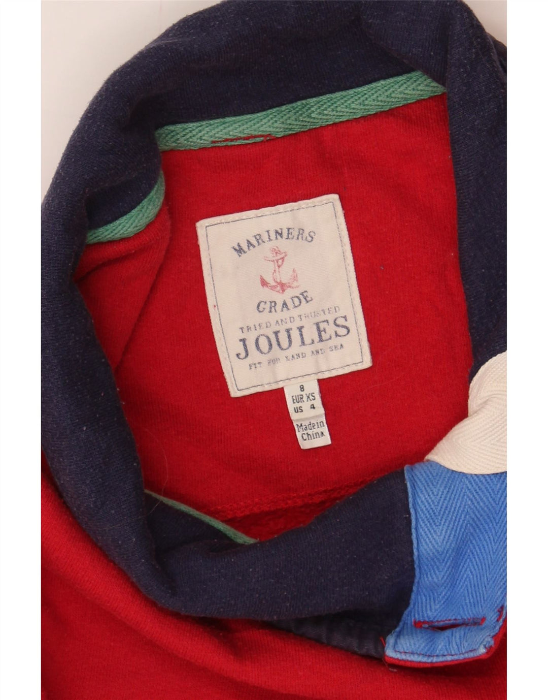 JOULES Womens Button Neck Sweatshirt Jumper UK 8 Small Red Striped Cotton Vintage Joules and Second-Hand Joules from Messina Hembry 