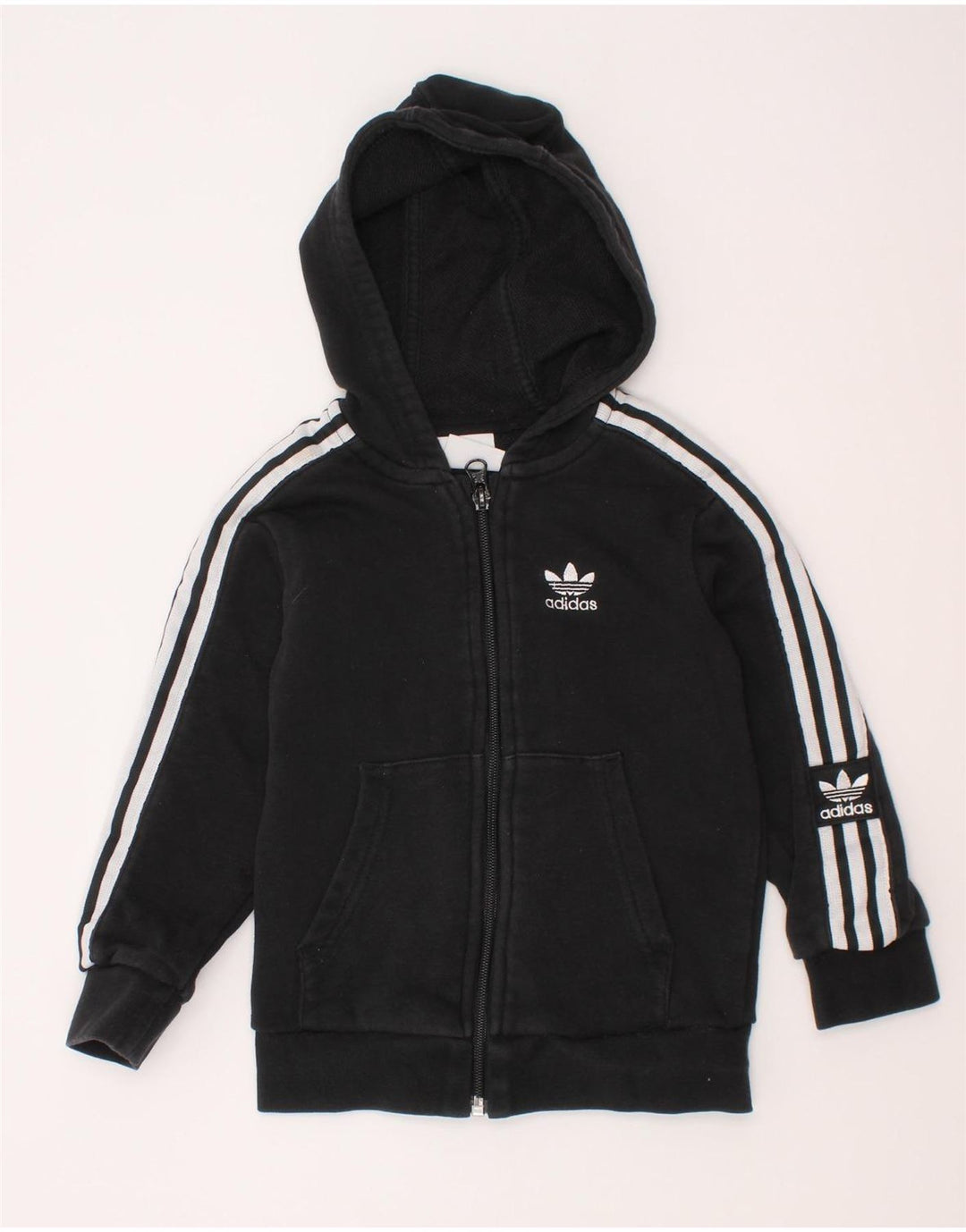 Adidas hættetrøje med lynlås til drenge 2-3 år sort bomuld