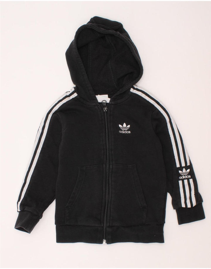 Adidas hættetrøje med lynlås til drenge 2-3 år sort bomuld