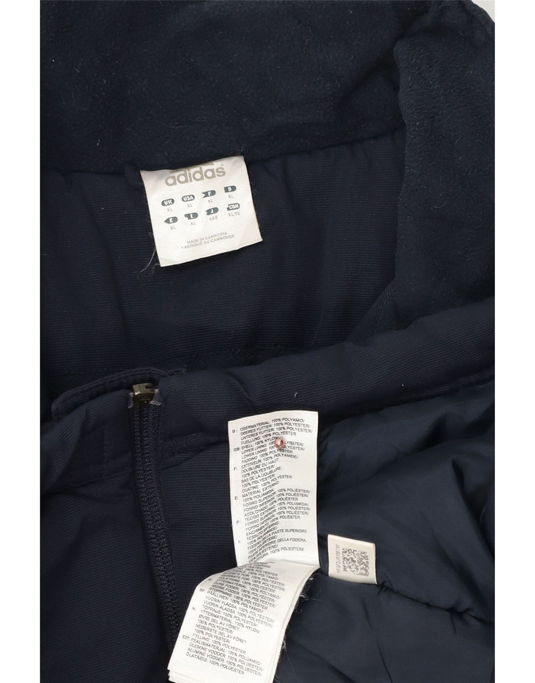 Adidas Herre grafisk polstret jakke UK 42 XL marineblå polyester