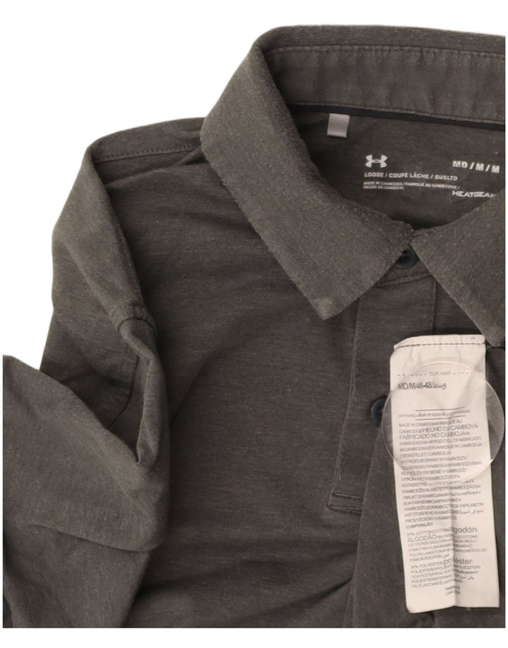 UNDER ARMOUR Mens Heat Gear Polo Shirt Medium Grey Cotton