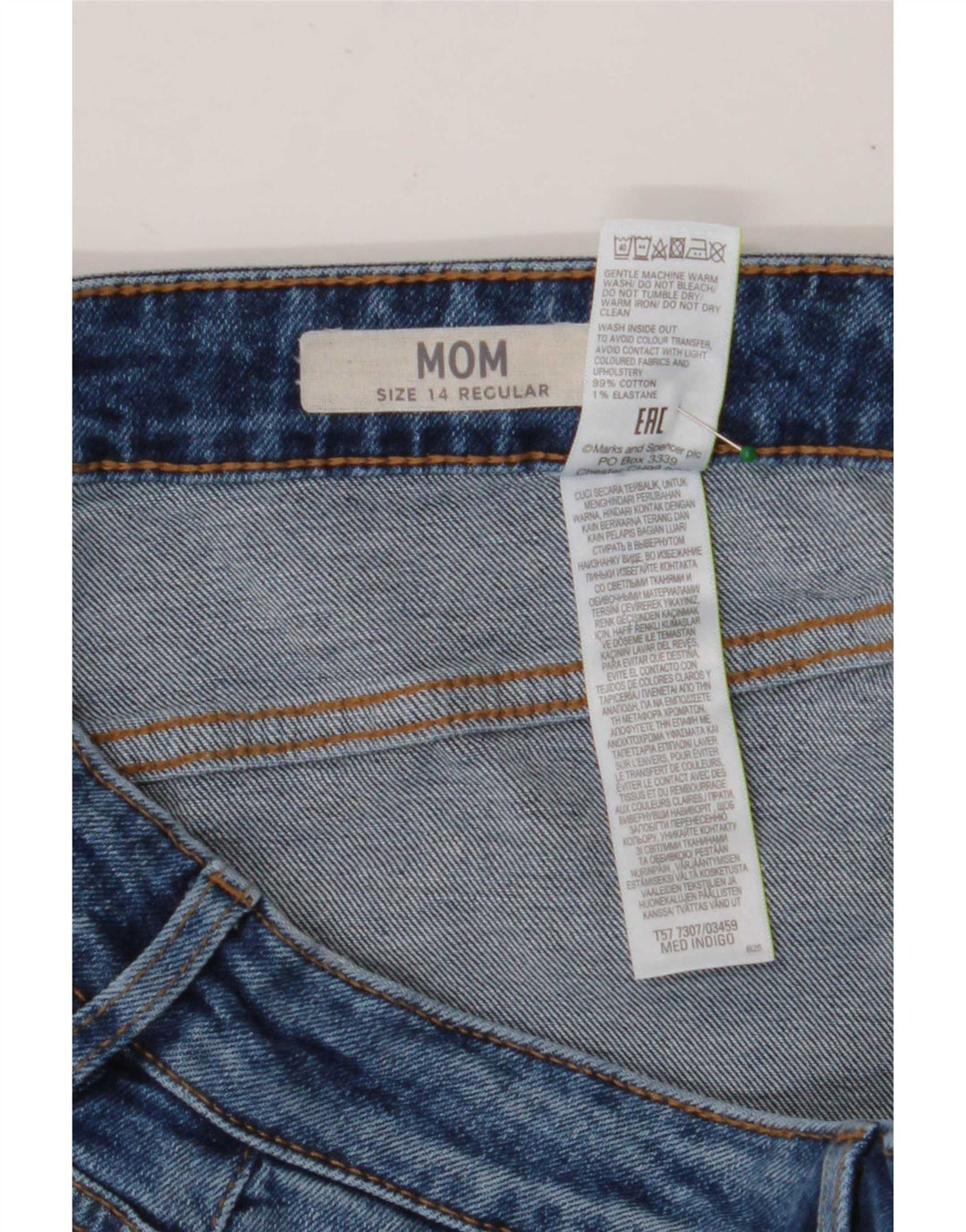 Marks & Spencer Womens Mom Regular Tapered Jeans UK 14 Medium W30 L28 Blue