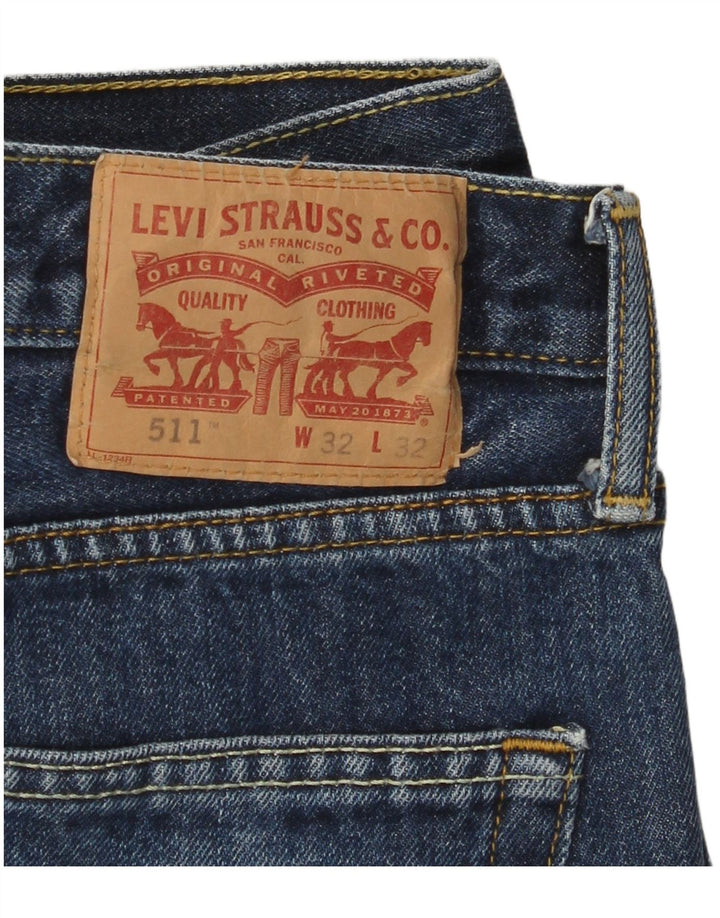 LEVI'S Herre 511 Distressed Slim Jeans W32 L29 Blå Bomuld