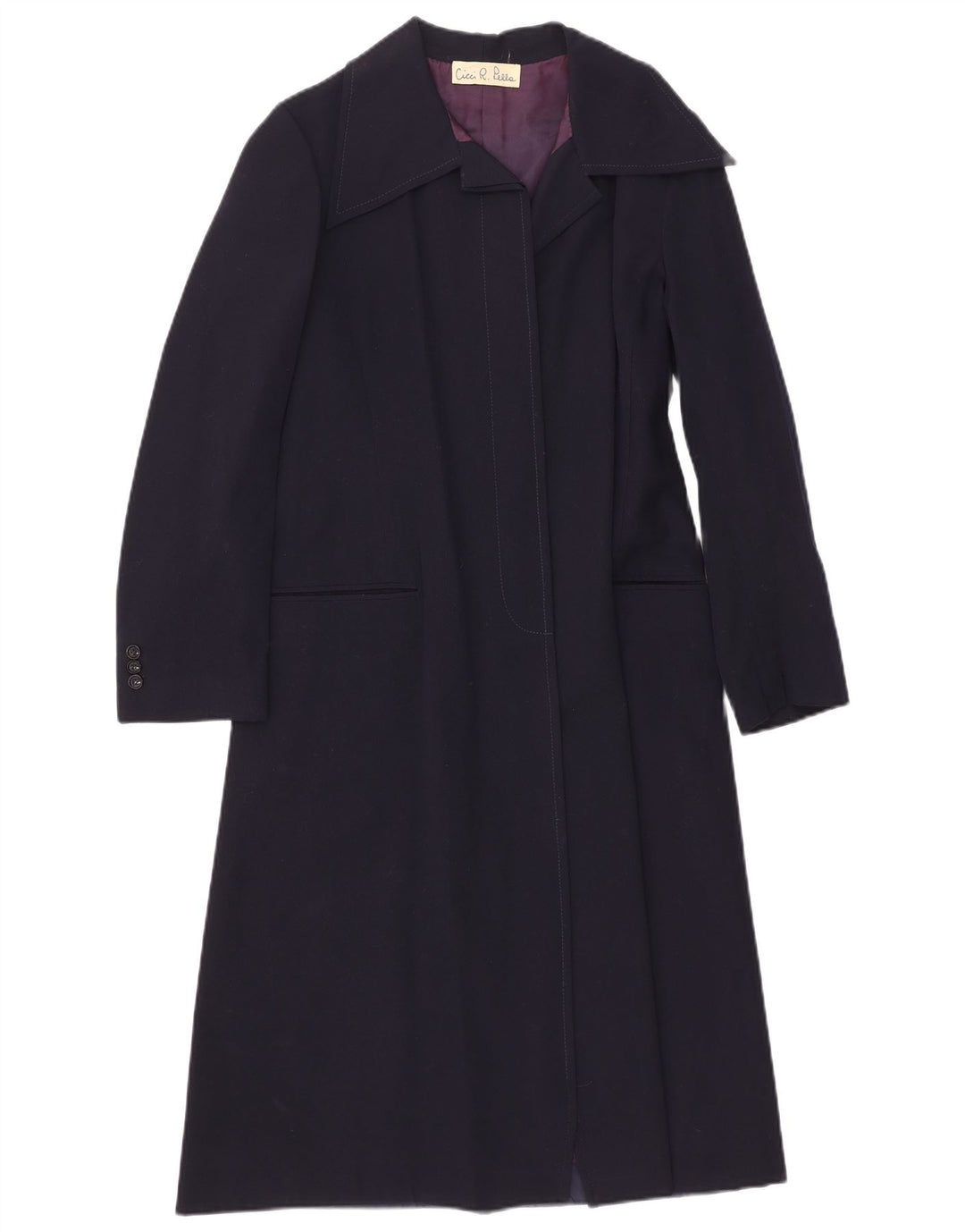 Vintage Dame Åben Overfrakke UK 8 Small Navy Blue