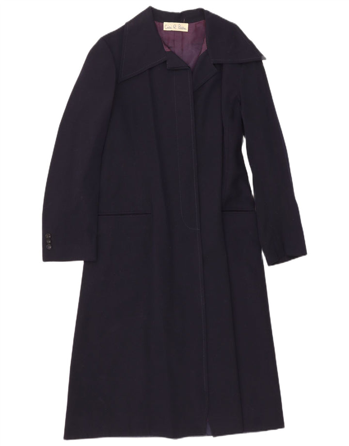 Vintage Dame Åben Overfrakke UK 8 Small Navy Blue