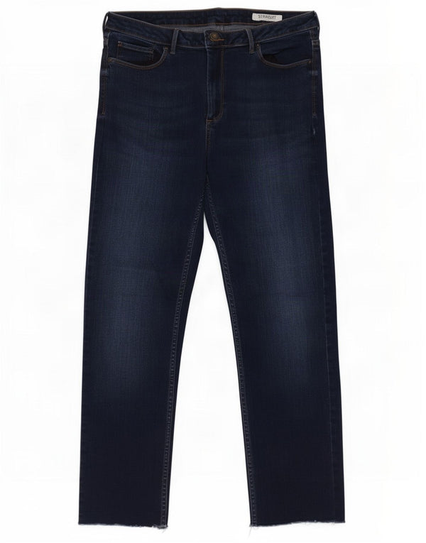 Marks & Spencer Dame Crop Straight Jeans UK 14 Large W32 L26 Navy Blue