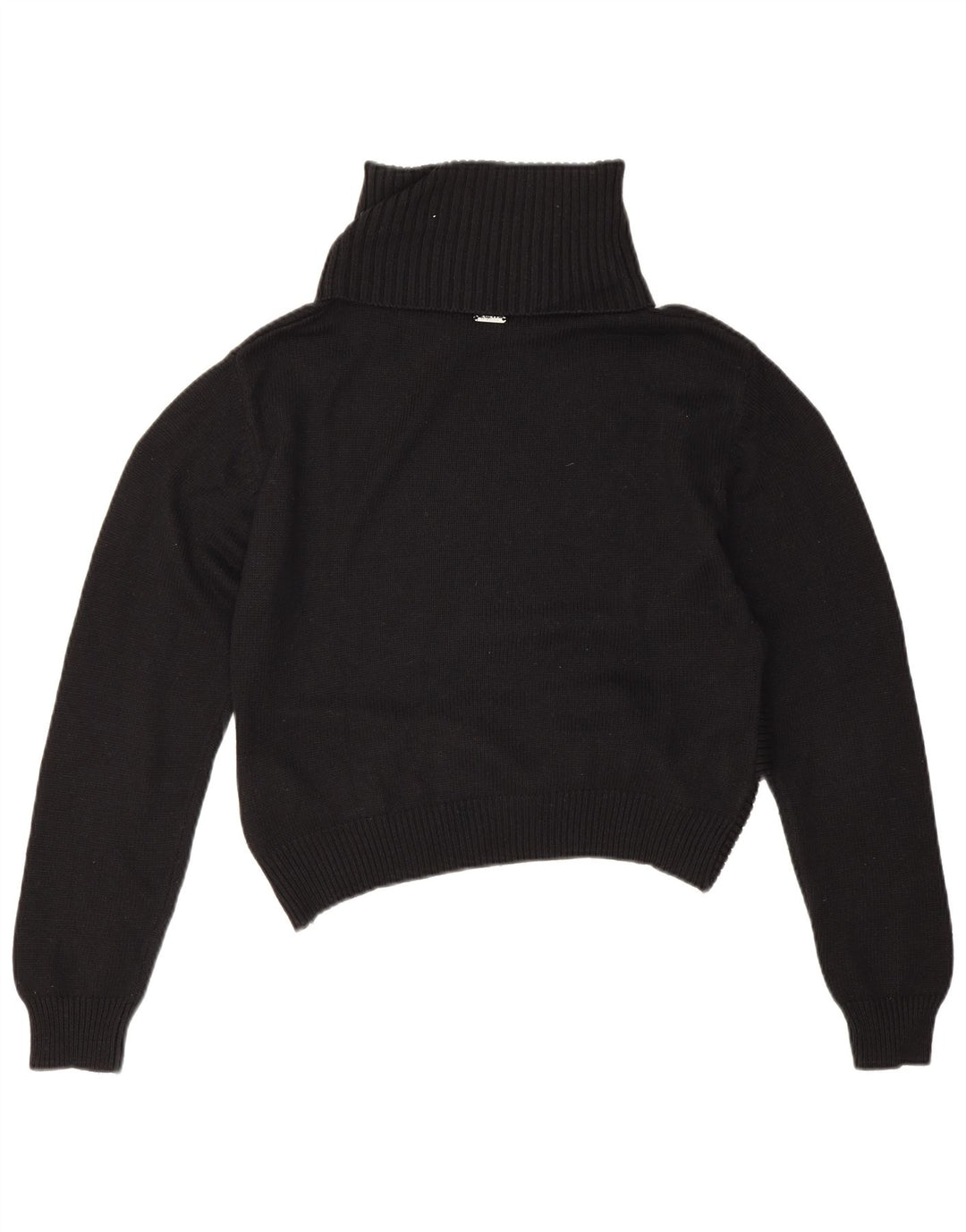 Guess Womens Crop Roll Neck Jumper Sweater UK 14 Medium Black Bomuld