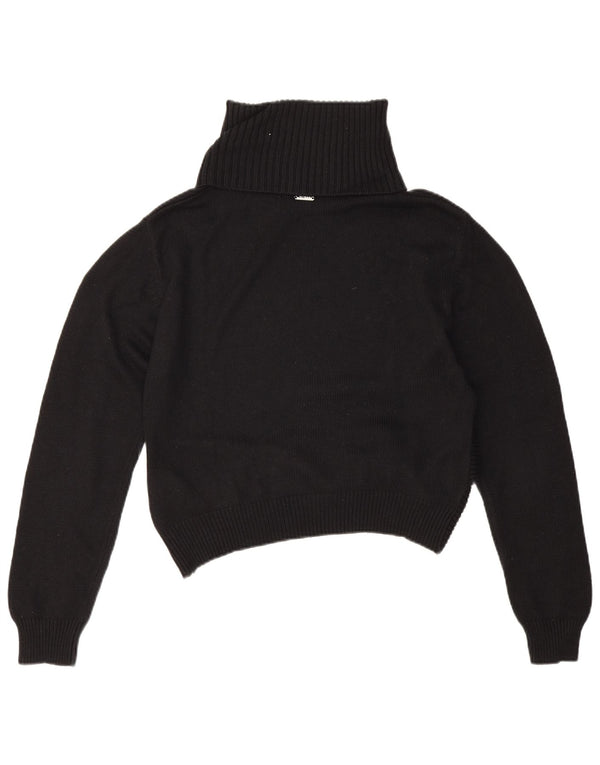 Guess Womens Crop Roll Neck Jumper Sweater UK 14 Medium Black Bomuld