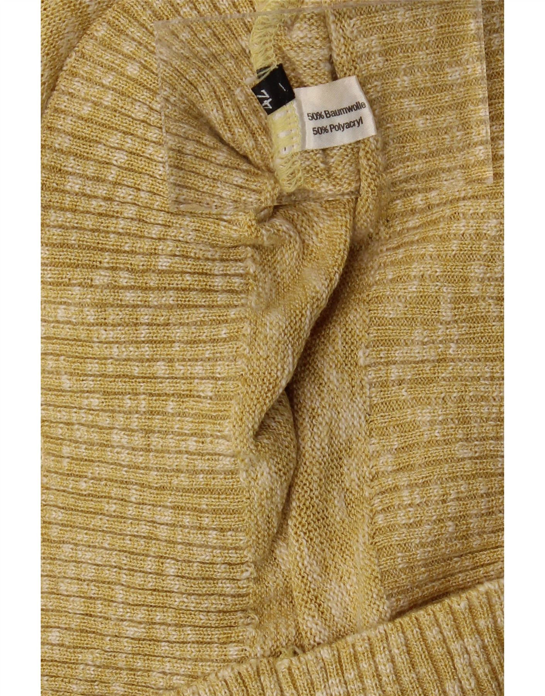 VINTAGE Dame Polo Neck sweater EU 42 Stor Beige Flecked Bomuld