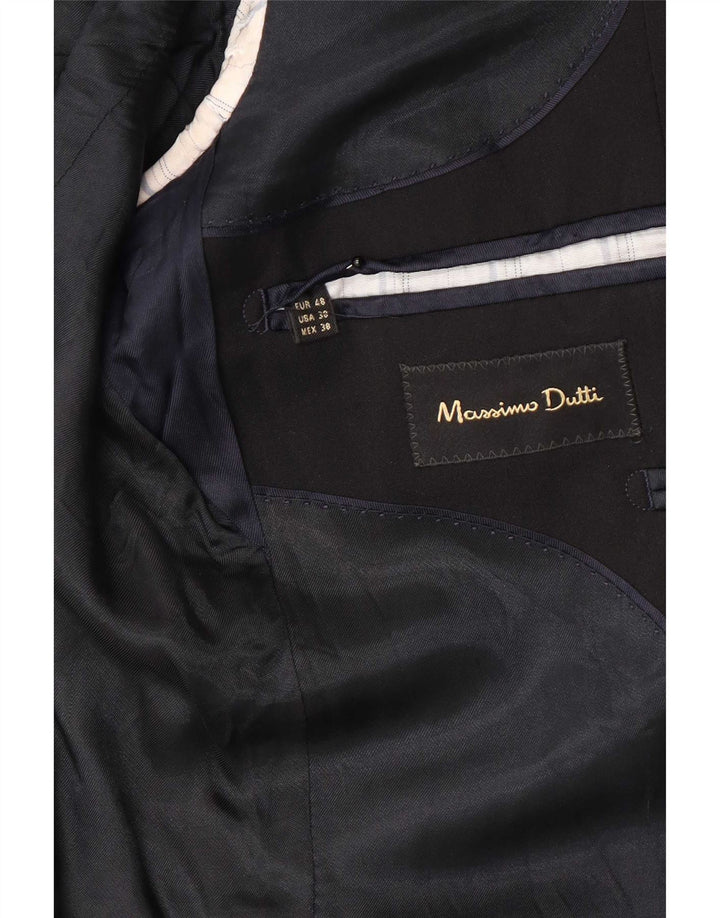 Massimo Dutti Herre 2-knaps blazerjakke EU 48 Medium Sort Uld