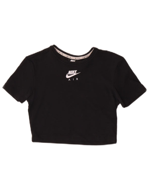Nike Womens Crop Graphic T-Shirt Top UK 8 Small Black Cotton
