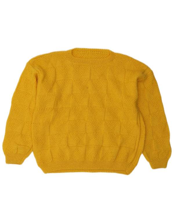 Vintage dame sweater med rund hals DK 16 stor gul