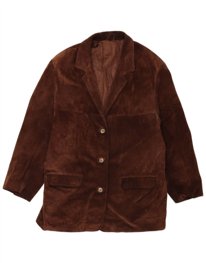 Vintage Dame Oversized Windbreaker Jacket UK 14 Medium Brown Læder