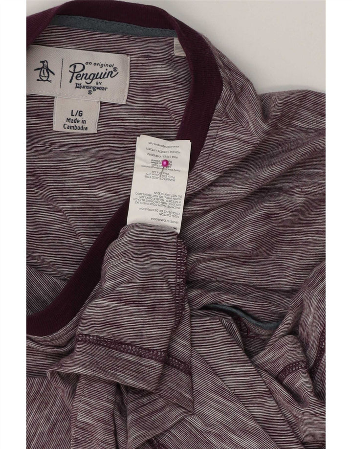 Penguin Herre T-Shirt Top Stor Lilla Flecked Bomuld