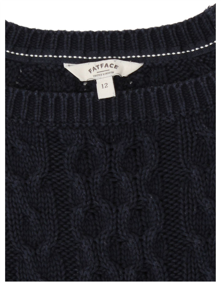 Fat Face Dame Boat Neck Jumper Sweater UK 12 Medium Navy Blue