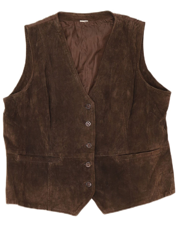 Vintage dame ruskind vest UK 18 XL brunt læder