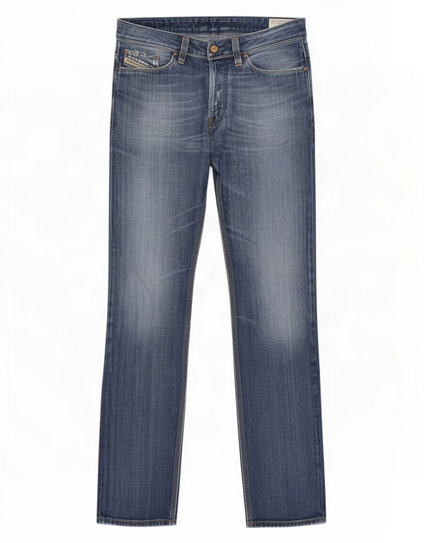 Diesel Herre Keever Straight Jeans W32 L32 Blå Bomuld